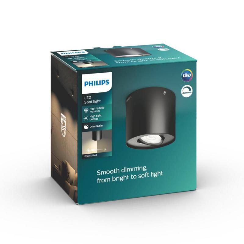 Philips myLiving Runder puristischer LED Deckenstrahler 1flg. in mattem schwarz mit schwenkbarem Kopf
