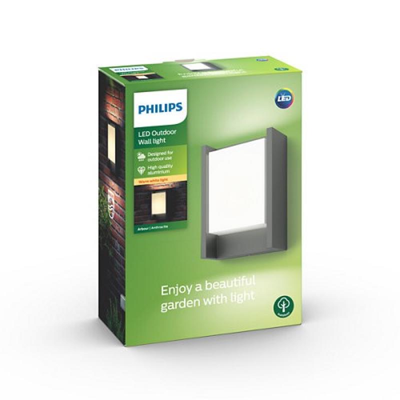 Attraktive LED Philips myGarden Außenwandleuchte Arbour in stilvollem Anthrazit