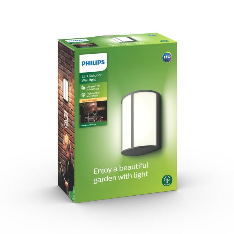 Stilvolle halbrunde Philips myGarden LED Aussen Wandleuchte Stock Anthrazit