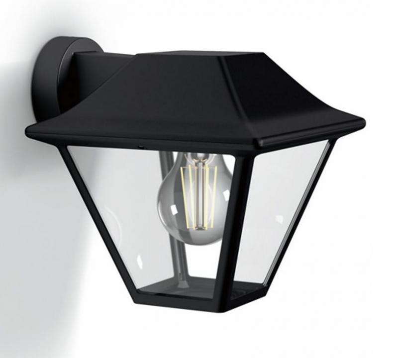 Philips myGarden Aussen Wandlaterne Alpenlicht Starnberg Traditionelle Lampe klar in schwarz aus Auluminium