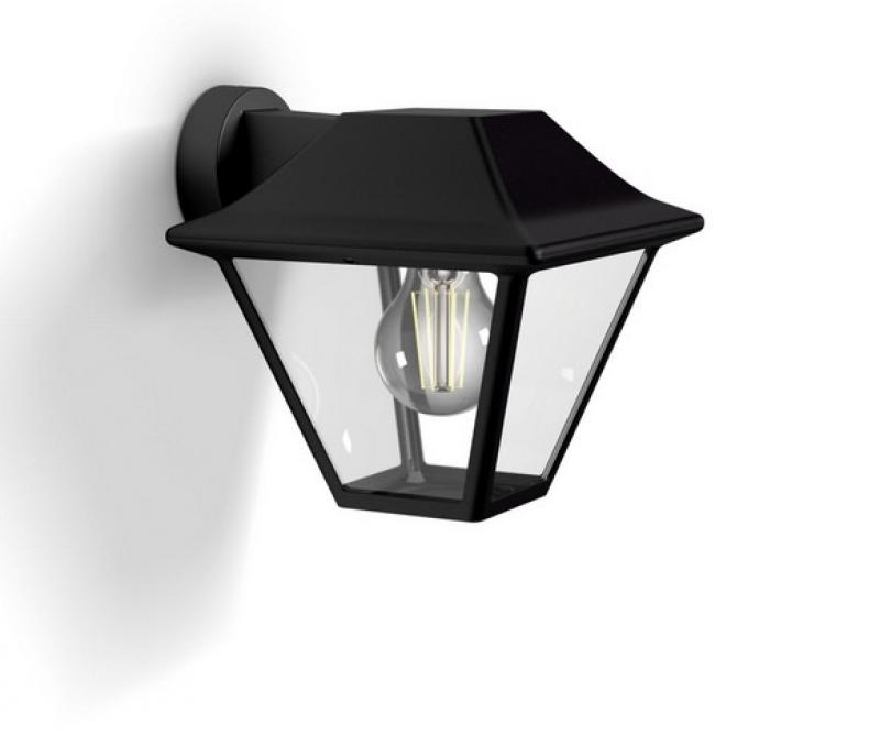 Philips myGarden Aussen Wandlaterne Alpenlicht Starnberg Traditionelle Lampe klar in schwarz aus Auluminium