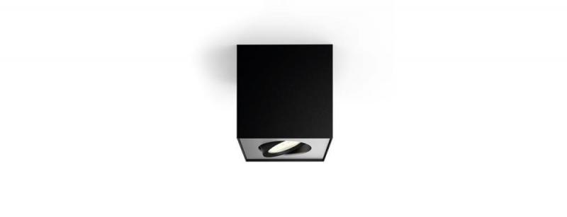 Aktion: Nur noch angezeigter Bestand verfügbar - Puristischer Philips myLiving Box LED Deckenstrahler Warm Glow - Funktion in Schwarz