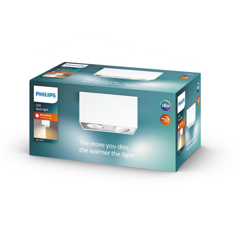 Moderner schwenkbarer Philips myLiving Deckenstrahler Box 2flg. Warm Glow-Funktion in Weiß
