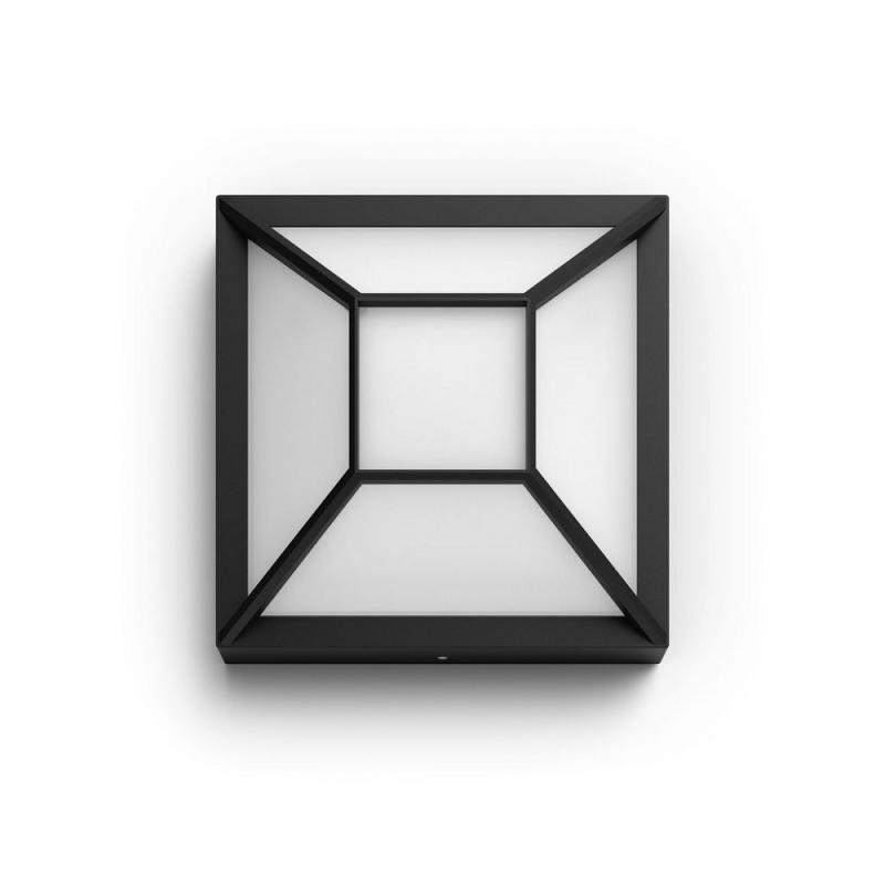 Philips myGarden quadratische blendfreie Außenwandleuchte Drosera Schwarz aus Aluminium