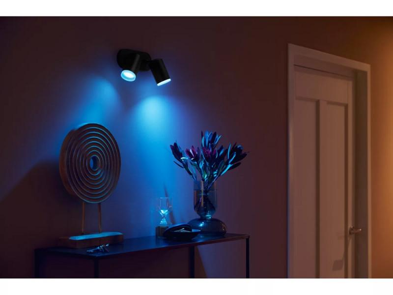 Philips Hue Schwenkbarer 2-flammiger LED-Strahler Fugato in Schwarz White & Color Ambiance