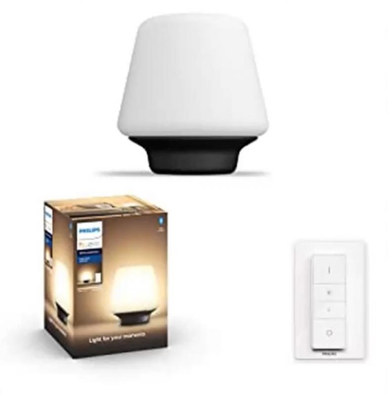 Aktion: Nur angezeigter Bestand verfügbar    Philips Hue Bluetooth White Ambiance Tischleuchte Wellness in Schwarz mit Dimmschalter - Aktion: Nur angezeigter Bestand verfügbar