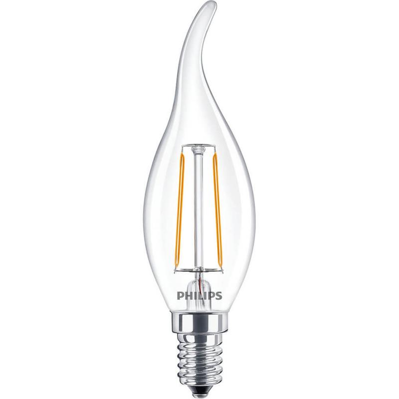 Philips E14 Windstoßlicht 2W wie 25W Kerze Filament Warmweiss
