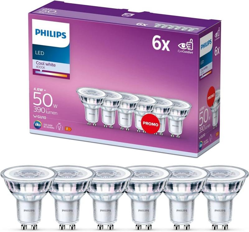 Sale - Nur begrenzter Bestand verfügbar:  6er-Set PHILIPS GU10 LED Reflektor 4,6W wie 50W 36° Ausstrahlwinkel Neutralweißes Licht 4000K