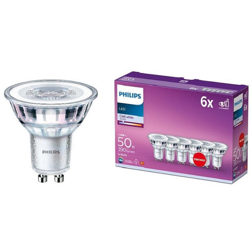 Sale - Nur begrenzter Bestand verfügbar:  6er-Set PHILIPS GU10 LED Reflektor 4,6W wie 50W 36° Ausstrahlwinkel Neutralweißes Licht 4000K