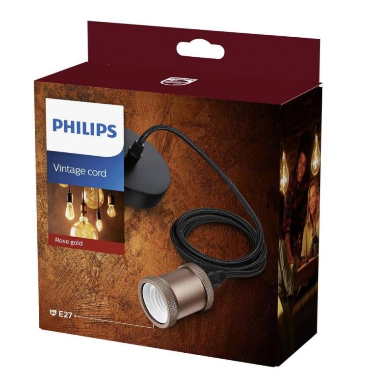 Philips Pendelleuchte Cord in Schwarz für dekorative Leuchtmittel