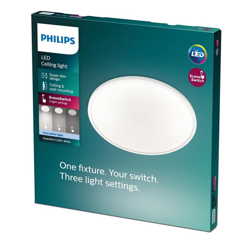 Superslim Philips myLiving LED Deckenleuchte weiß dimmbar ø30cm neutralweißes Licht mit Eye Comfort