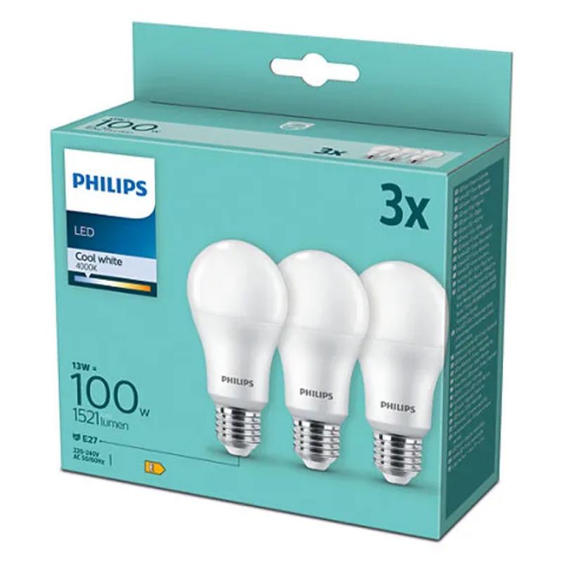 3er Set PHILIPS E27 LED Lampen 13W wie 100W 4000K neutralweißes Licht