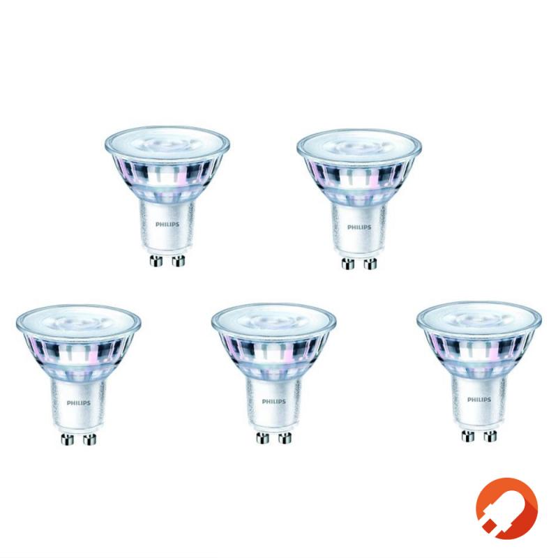 5er Vorteilspack Philips GU10 CorePro LED Spot 4,6W wie 50W 2700K warmweiß Glas