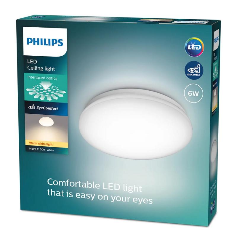 Philips LED Deckenleuchte Moire ø22cm weiß warmweißes Licht 2700K IP20