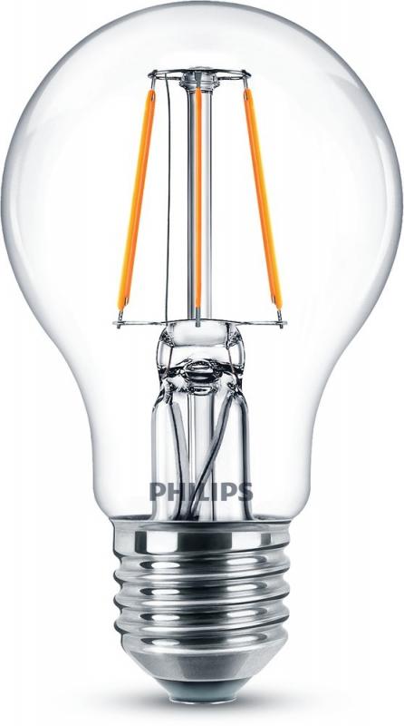 PHILIPS E27 LED Filament Lampe A60 4.3W wie 40W 4000K neutralweißes Licht - klassische klare Glühlampenform