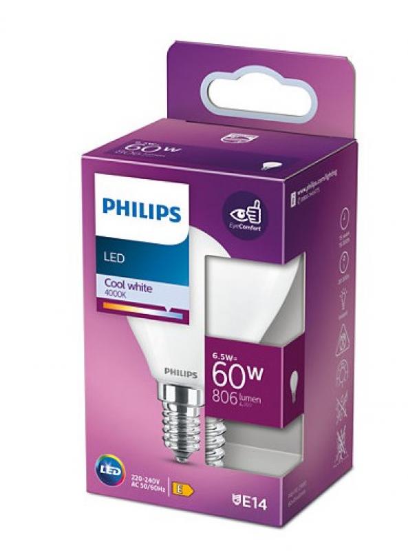 PHILIPS E14 LED Tropfen Lampe opalweiß mattiert 6.5W wie 60W 4000K neutralweißes Licht