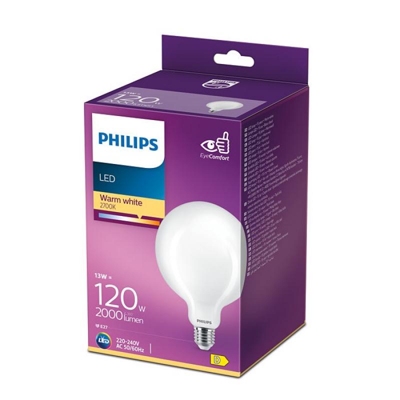 Helle Philips E27 LED Globe G125 Lampe 13W wie 120W opalweiss mattierte Kugel 4000K neutralweiß