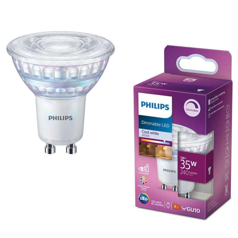 Philips GU10 LED Strahler 3W wie 35W universalweißes akzentuiertes Licht 4000K schmaler Abstrahlwinkel 36°