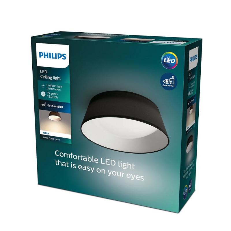 Philips LED Deckenleuchte Dawn ø34cm schwarz warmweißes Licht 3000K IP20