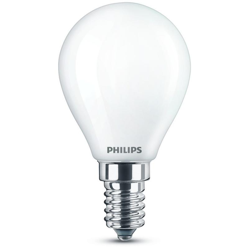 2-er PHILIPS E14 LED Tropfen Lampen opalweiß mattiert 4.3W wie 40W warmweiß & blendfrei