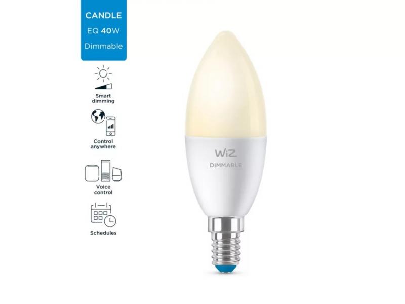 WIZ E14 Smarte LED Kerzen-Lampe  2700K warmweiß dimmbar 4,9W wie 40W WLAN