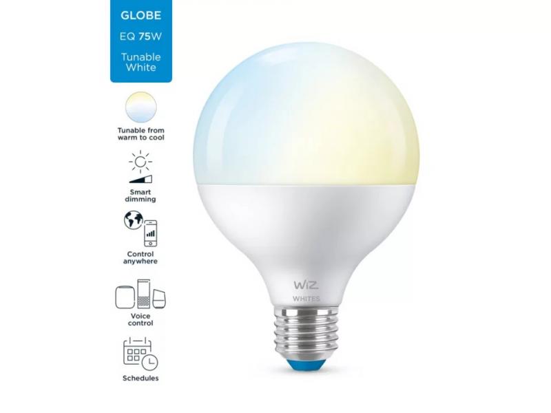 WIZ E27 Smarte LED Kugellampe Tunable White sehr hell 11W wie 75W WLAN/ Wi-Fi
