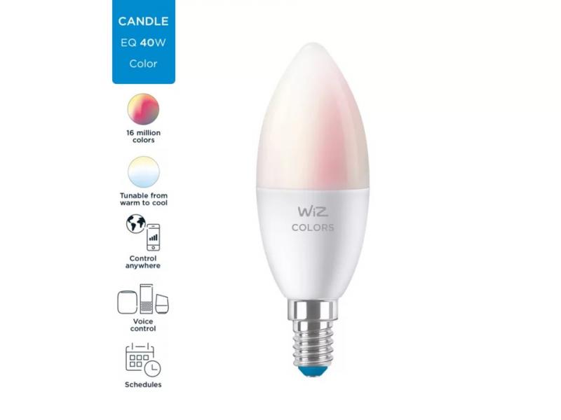 2er Pack WIZ E14 Smarte LED Kerzenlampe RGBW 4,9W wie 40W WLAN/Wi-Fi Tunable White & Color