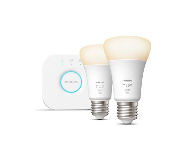 Starter Set Philips Hue White Ambiance mit 2 x E27 LED Lampen & Bridge 9,5W wie 75W Tunable White