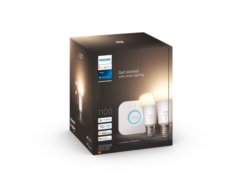 Starter Set Philips Hue White Ambiance mit 2 x E27 LED Lampen & Bridge 9,5W wie 75W Tunable White