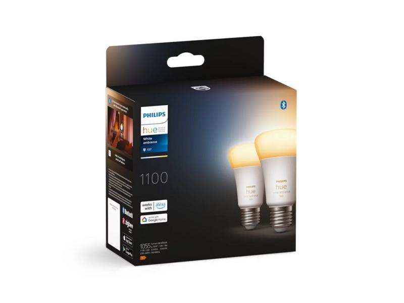 2er Philips Hue White  E27 LED Lampe 11W wie 75W dimmbares  Warmweißes bis kühlweißes Licht - hell mit 1055 Lumen