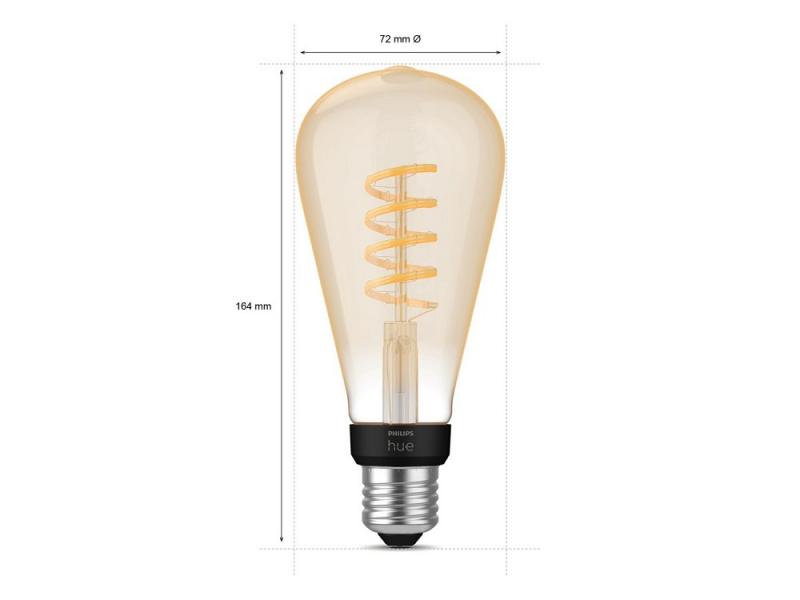 Philips Hue White E27 Filament Edison LED Lampe 7W - Edition mit Glühwedel in ST72 Rustikaform mit tunable White 2200-4500K