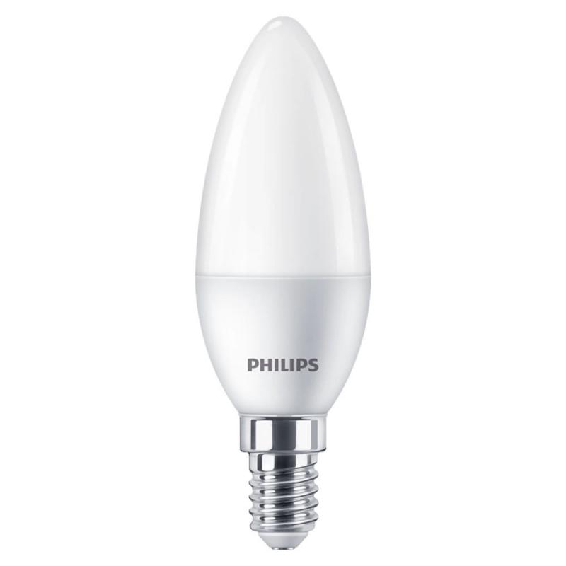 PHILIPS E14 CorePro LED Kerzenlampe 5W wie 40W 6500K tageslichtweiß opalweiß matt