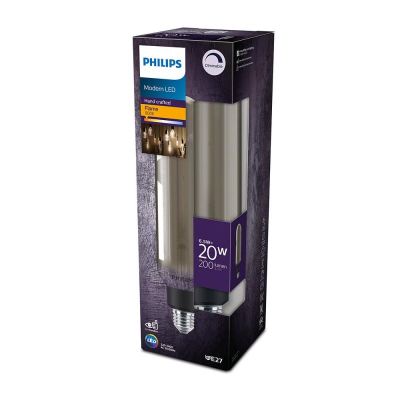 PHILIPS E27 Giant LED Glühbirne in Röhrenform 6,5W wie 40W dimmbar SMOKY-Edition - LED Riese mit 27,3 cm Länge