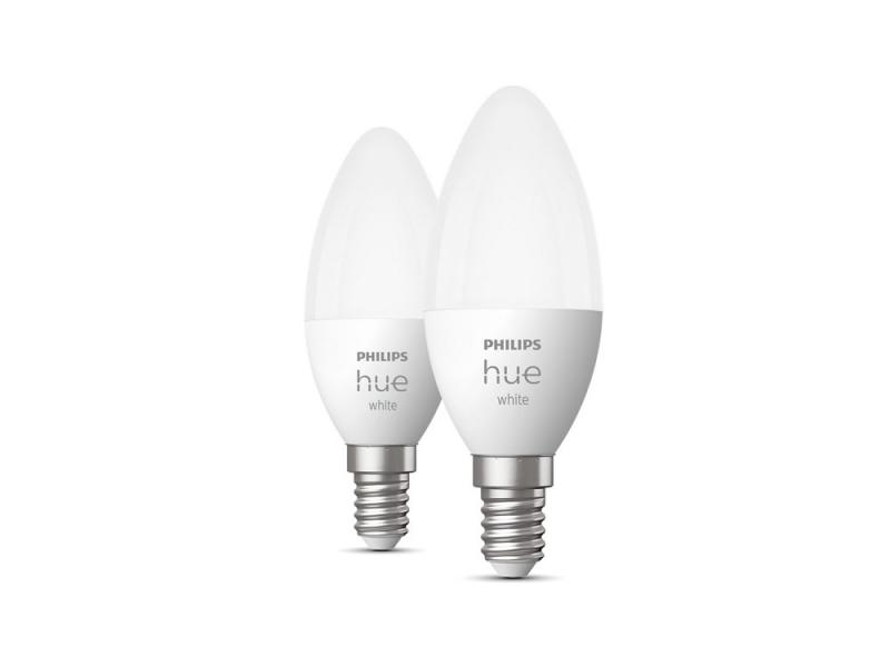 2er Pack Philips Hue E14 LED Leuchtmittel dimmbar 5,5W wie 40W - smarte Kerzenlampen mit tunable White