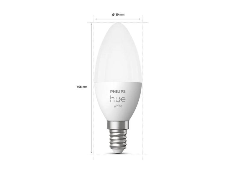 2er Pack Philips Hue E14 LED Leuchtmittel dimmbar 5,5W wie 40W - smarte Kerzenlampen mit tunable White