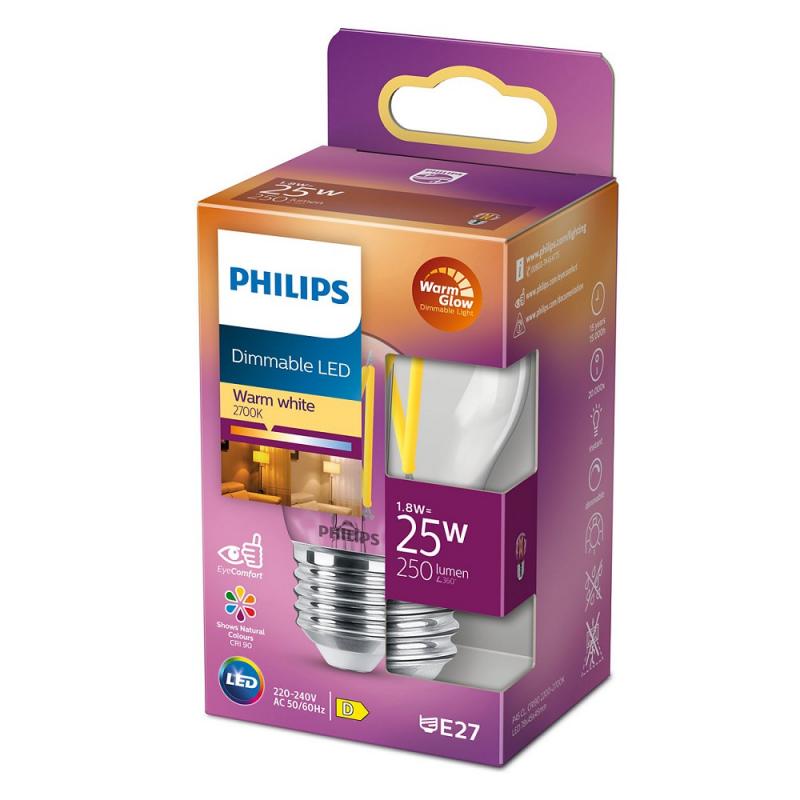 PHILIPS LED Leuchtmittel E27 Tropfen 2,5W = 25W WarmGlow dimmbar