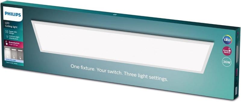 Superslim Philips LED-Panel Touch in rechteckiger Form 30x120cm mit Scene-Switch-Funktion neutralweißes Licht mit Eye Comfort