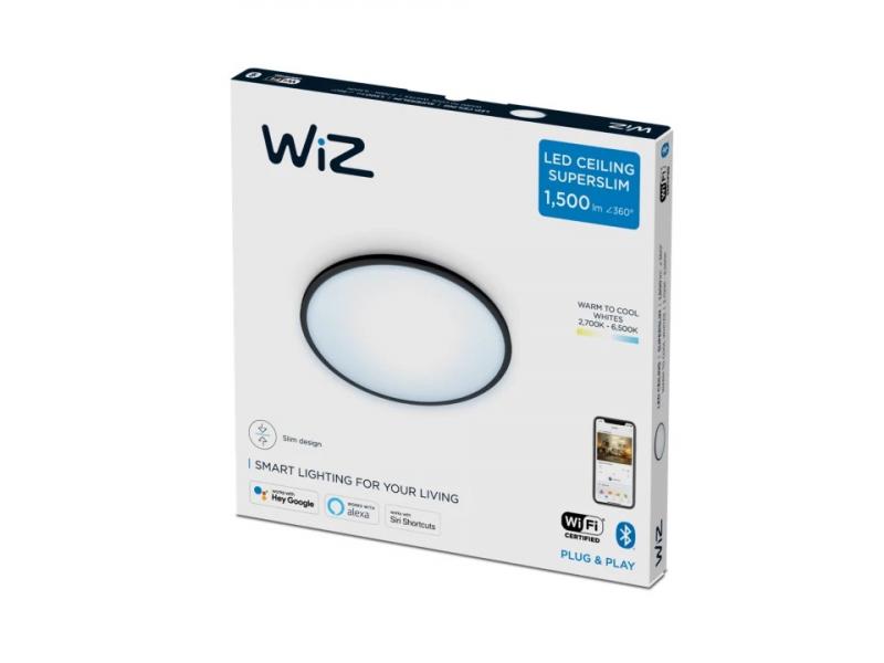 WIZ Smarte Superslim LED Deckenleuchte in Schwarz WLAN/Wi-Fi Tunable White Ø29cm