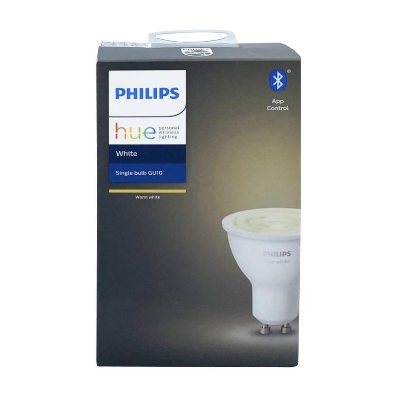 Philips Hue White GU10 LED Leuchtmittel warmweiss dimmbar 5,2W wie 55W mit Bluetooth- und ZigBee-Steuerung