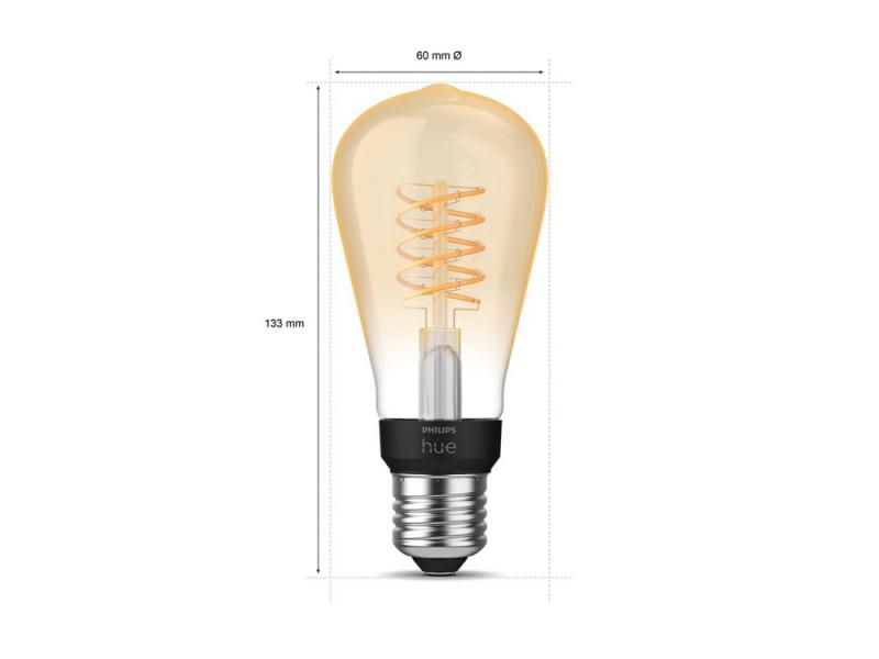 Philips Hue White E27  Filament Lampe Edison 7.2W dimmbar 2100K warmweißes Licht - steuerbar via App, kompatibel mit Amazon Alexa