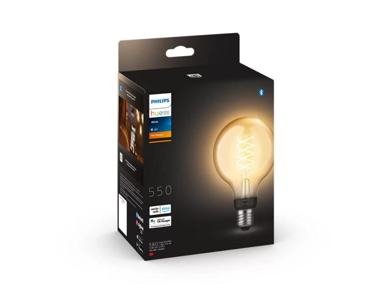 Philips Hue White E27  Filament Globe G93 7.2W dimmbar 2100K warmweißes Licht - steuerbar via App, kompatibel mit Amazon Alexa