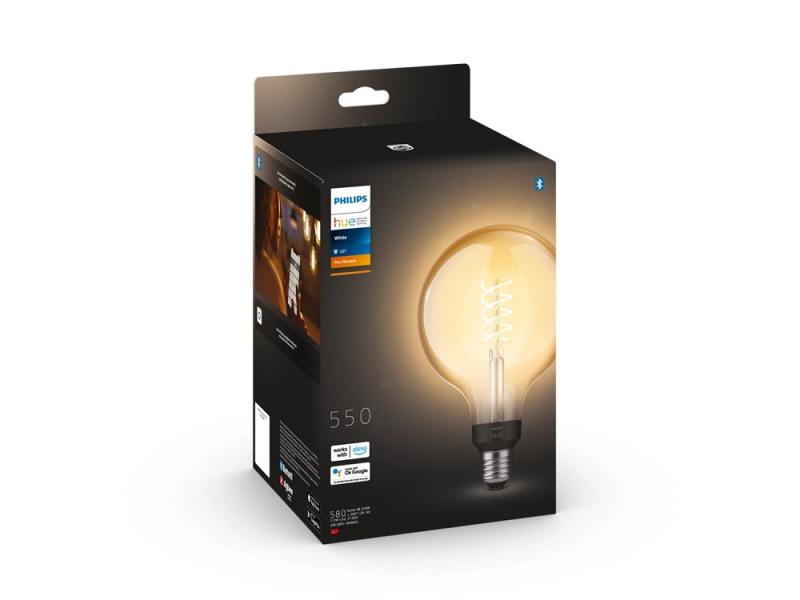 Philips Hue White E27  Filament Globe G125 7W dimmbar 2100K warmweißes Licht - steuerbar via App, kompatibel mit Amazon Alexa