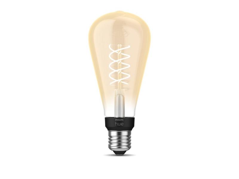 Philips Hue White E27 Filament ST72 Lampe 7W dimmbar 2100K warmweißes Licht - steuerbar via App, kompatibel mit Amazon Alexa