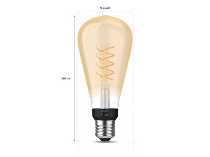 Philips Hue White E27 Filament ST72 Lampe 7W dimmbar 2100K warmweißes Licht - steuerbar via App, kompatibel mit Amazon Alexa