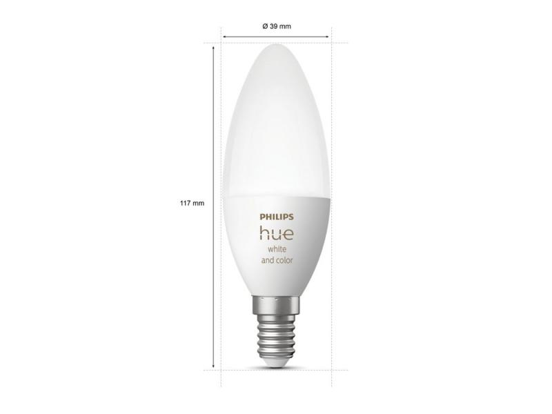 2er Pack Philips Hue E14 LED Ambiance Kerze dimmbar 5,3W wie 40W - smarte Lampen mit RGBW Farbwechsel