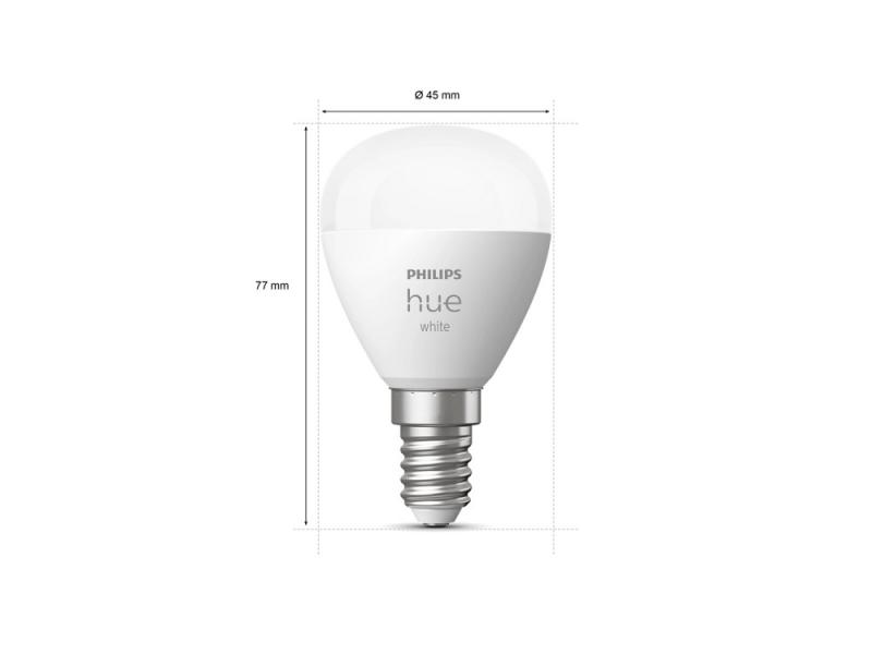 2er Pack Philips Hue White E14 LED Lampen in Tropfenform 5,7 Watt dimmbares warmweißes Licht