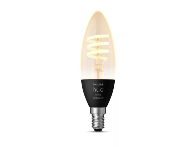 Philips Hue White E14 Filament Lampe Kerzenform dimmbar 4,4W - Von warmweißem bis hin zu kühlem Tageslicht