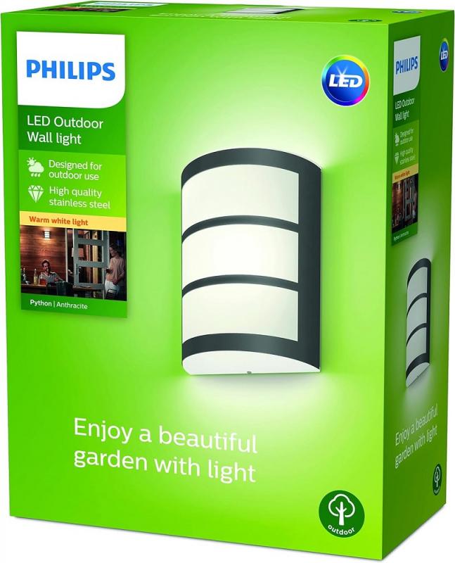 Philips myGarden LED Python Wandaußenleuchte in Anthrazit 2700k warmweißes Licht