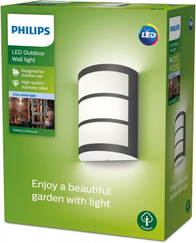 Philips myGarden LED Python Wandaußenleuchte in Anthrazit neutralweißes Licht