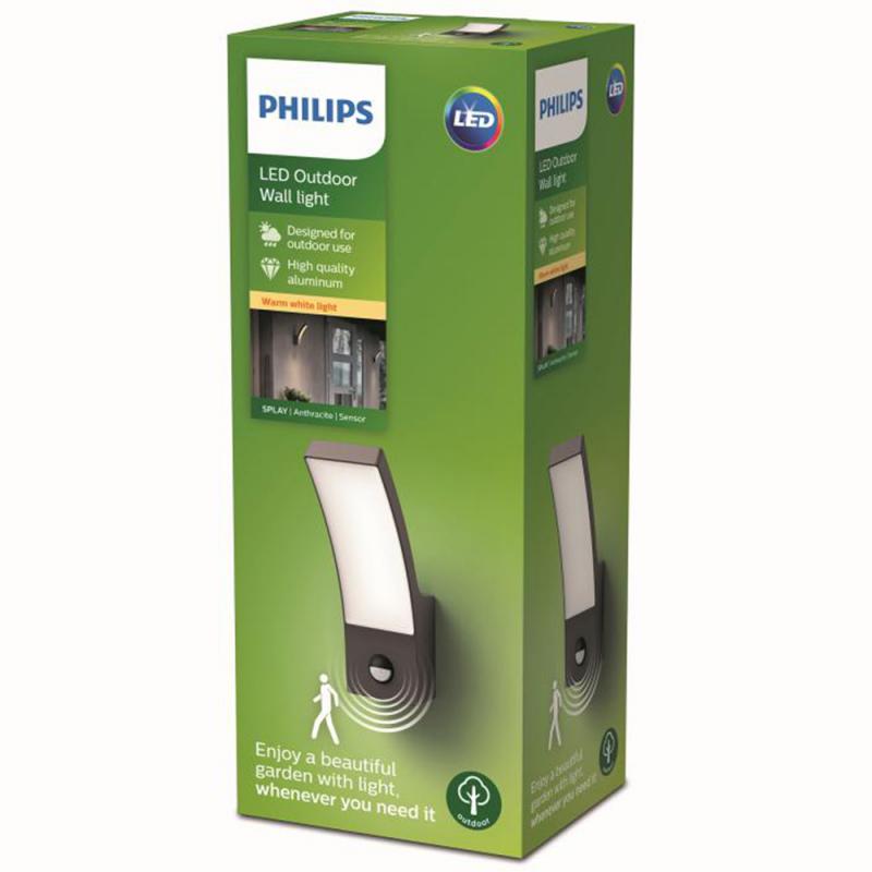 Philips myGarden LED Außenwandleuchte Splay mit Bewegungsmelder Anthrazit warmweißes Licht